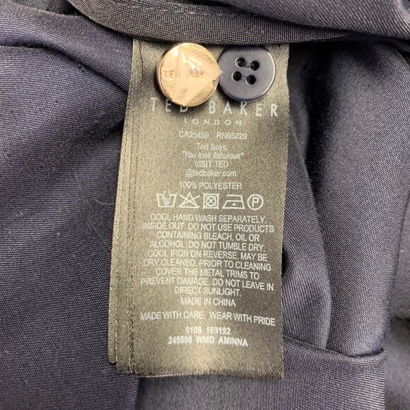 TED BAKER Size S Aminna Navy Polyester Utility Mid Calf Dress - Picture 5 of 5